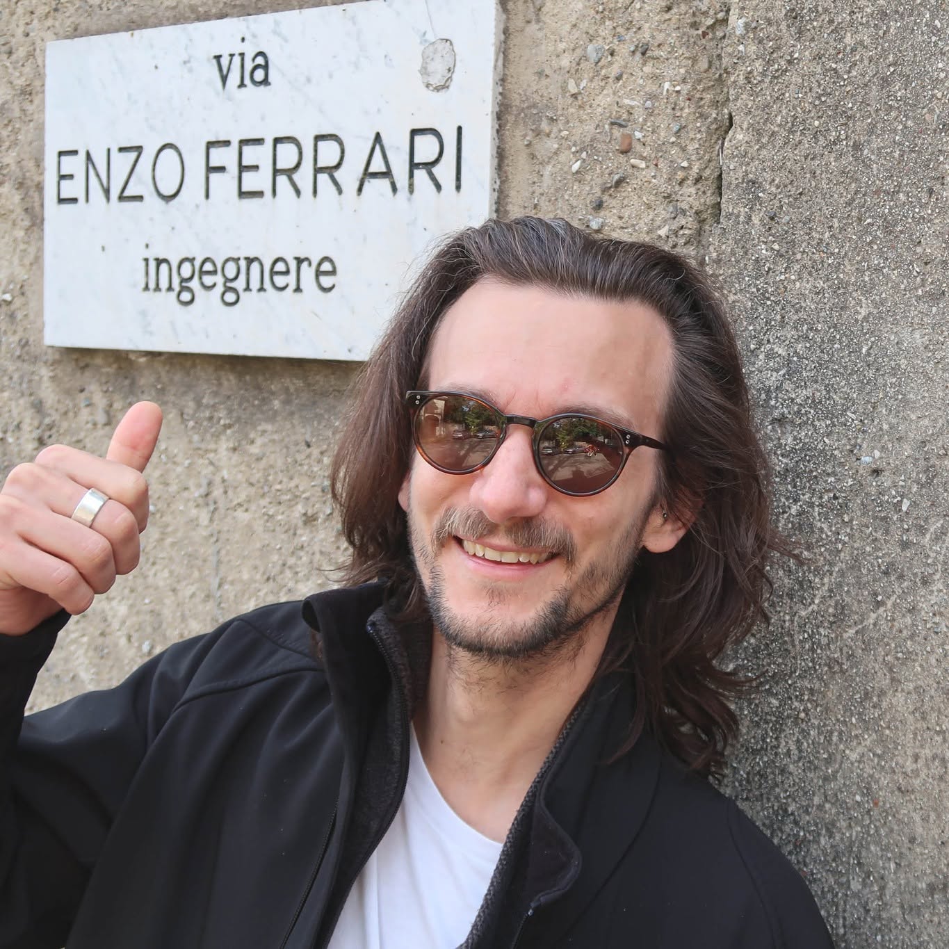 Tom on Via Enzo Ferrari in Monza